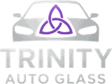 Trinity Auto Glass logo: a car silhouette with a purple Trinity knot